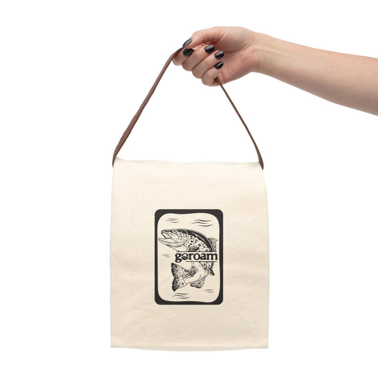 GoRoam Mountain Canvas Lunch Bag — Retro Outdoor Insulated Lunch Tote Trout Design