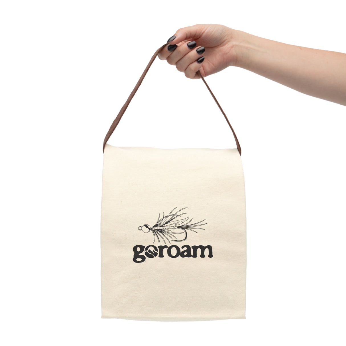 Canvas Lunch Bag — Outdoor Picnic Tote with Fly Fishing Graphic