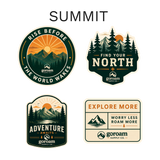 GoRoam Adventure Collections Sticker Pack - waterproof vinyl outdoor sticker bundle, Summit design